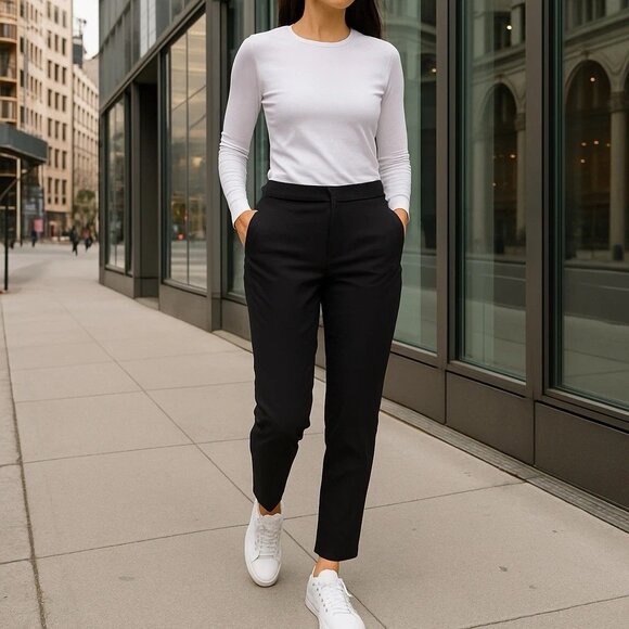 Lululemon On The Move Stretch Pants 12 Black Office Travel Trousers - Picture 1 of 15